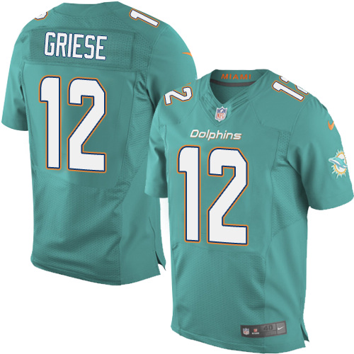 Men's Elite Bob Griese Nike Jersey Aqua Green Home - #12 NFL Miami Dolphins